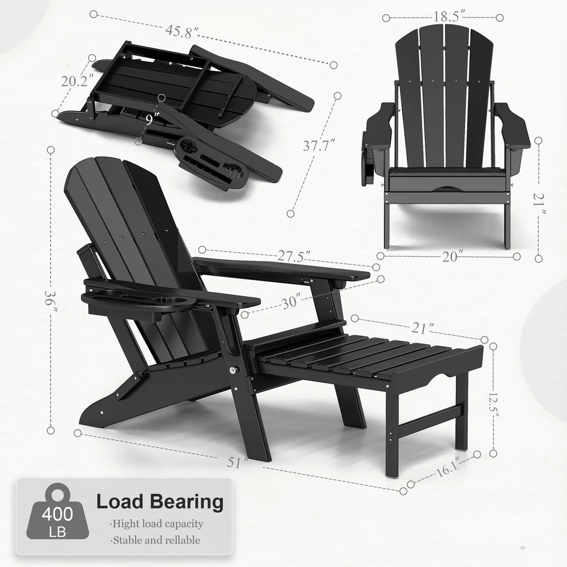 BEHAYA - Adjustable Adirondack Chair