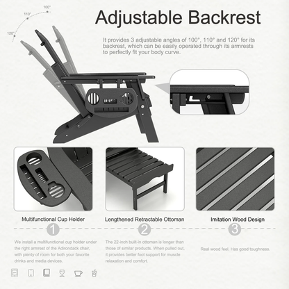 BEHAYA - Adjustable Adirondack Chair